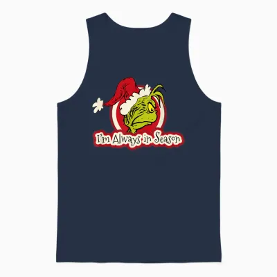 Dr. Seuss Grinch Always in Season Short Sleeve Unisex Tank Top - Navy
