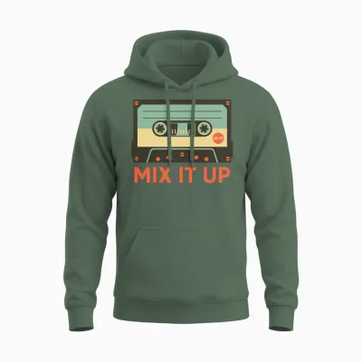 Retro Cassette Tape Unisex Hoodie - Military Green