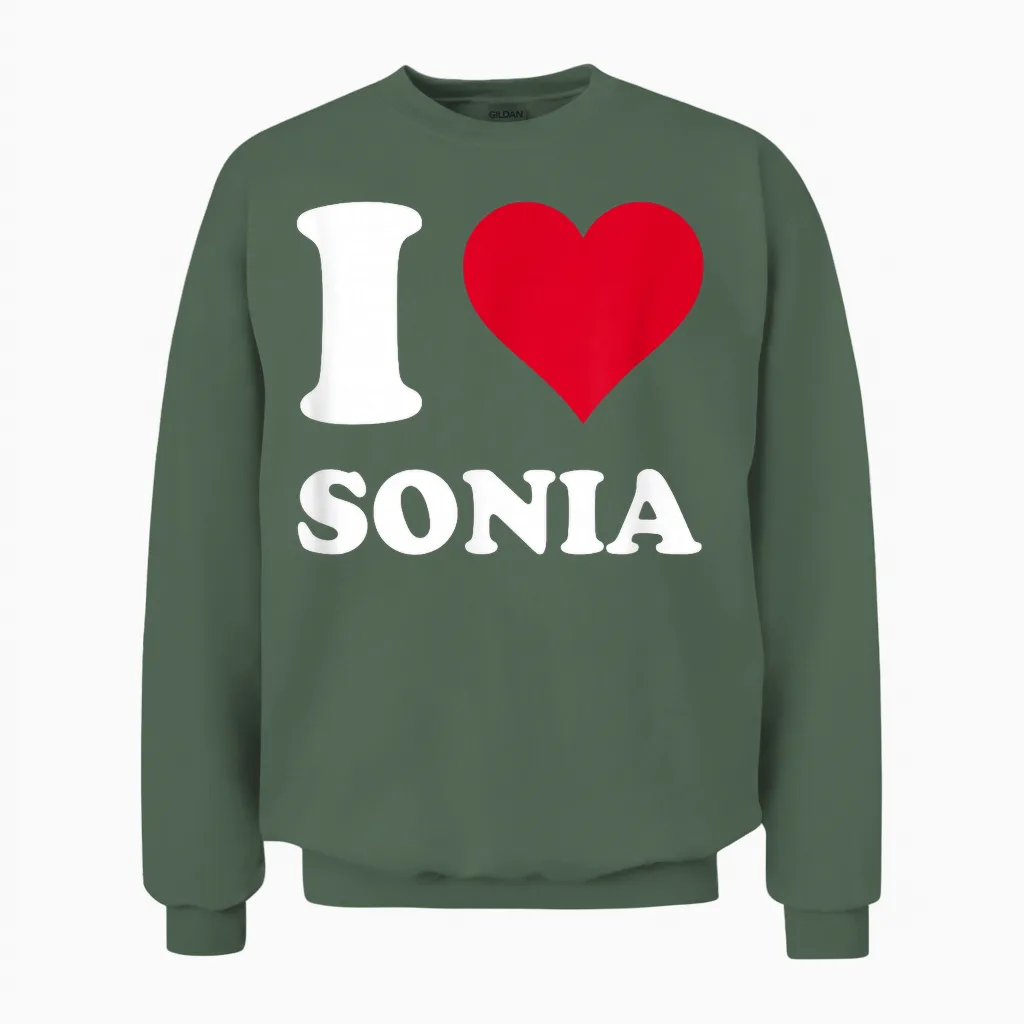 Red Heart J'aime Sonia T-Shirt, Black, S Unisex Sweatshirt in Military Green