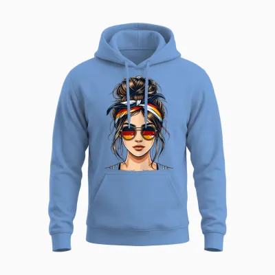 German Girl Deutsches Mädchen Deutschland Flagge Unisex Hoodie - Carolina Blue