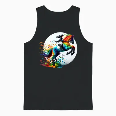 Pixel Horse Woman Unisex Tank Top - Black
