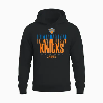 Nba Official 2026 Playoffs New York Knicks Stacked Unisex Hoodie - Black
