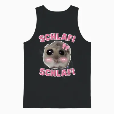 Schlafi Schlafi Funny Hamster Hamster Hamstie Meme Sleep T-Shirt, Black Unisex Tank Top - Black