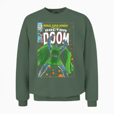 Marvel Super Heroes Doctor Doom Retro Vintage Comic Cover Unisex Sweatshirt - Military Green