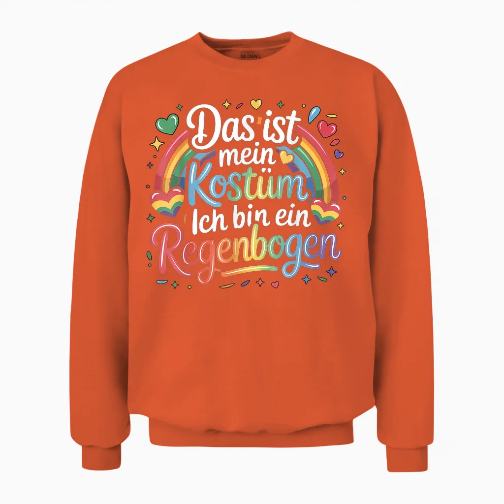Das Ist Mein Kostüm Ich Bin Ein Rainbow Carnival Unisex Sweatshirt in Orange