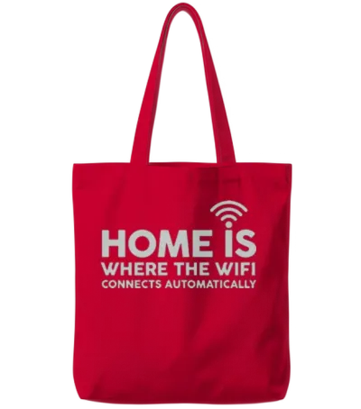 Home Is Where the Wifi Funny Tote Bags - Red