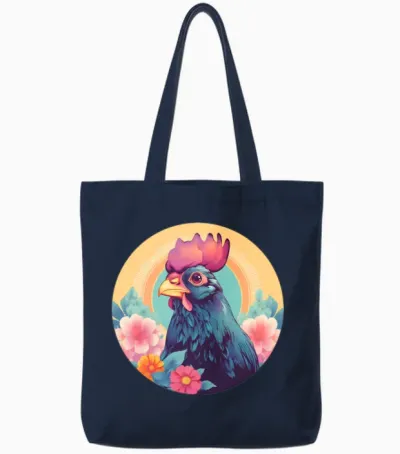 Style Chicken Lovers Retro Tote Bags - Navy