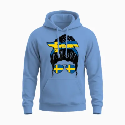 Schwedisches Mädchen Schweden Schwedische Flagge Stolze Schwedische Frau Unisex Hoodie - Carolina Blue