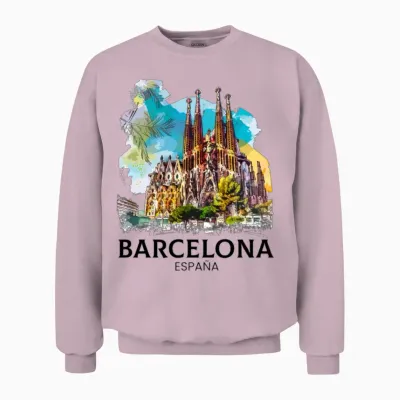 Barcelona Spain Espana Unisex Sweatshirt - Light Pink