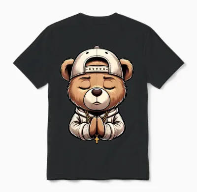 Prière Hip Hop Ours En Peluche Prière Chrétien Streetwear Prière Unisex T-Shirt - Black