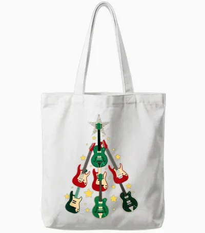 Cool Guitar Christmas Tree Guitar Lovers Christmas Tree Tote Bags - White