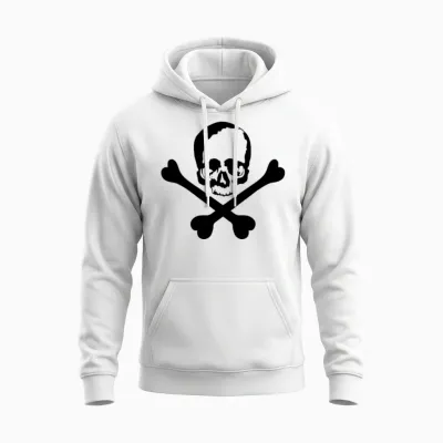 Skull and Crossed Bones Unisex Hoodie - White