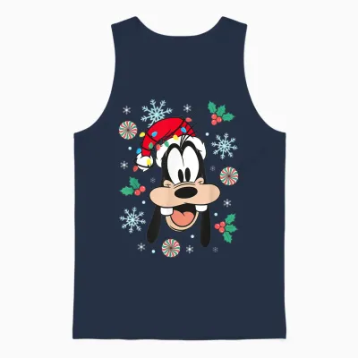 Disney Mickey and Friends Christmas Goofy Big Face Portrait Unisex Tank Top - Navy