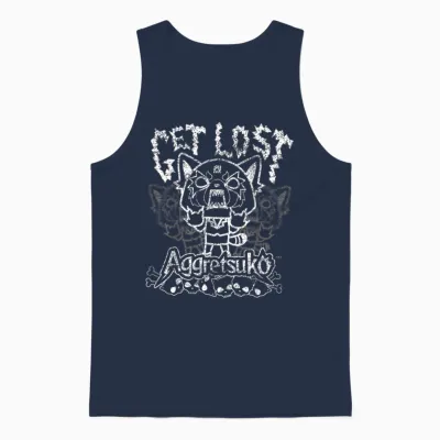 Aggretsuko "get Lost" Rage Unisex Tank Top - Navy
