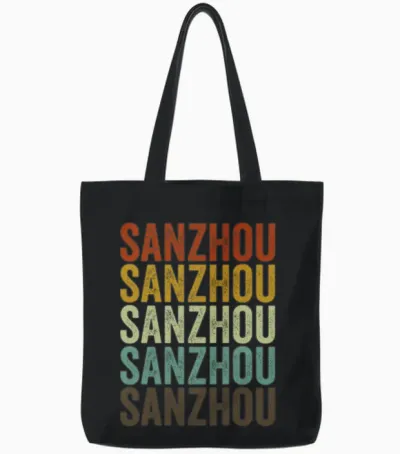 Sanzhou China Retro Vintage Tote Bags - Black