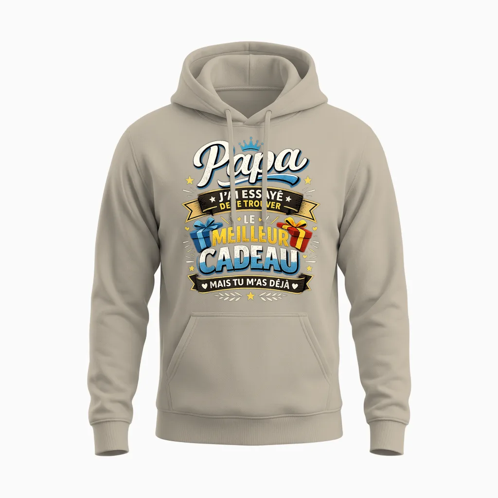 Meilleur Cadeau Papa Original Fête Des Pères Tu M'as Déjà Unisex Hoodie in Sand