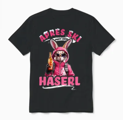 Apres Ski Haserl Rabbit Skihaserl Women's Party Crew T-Shirt, Black Unisex T-Shirt - Black