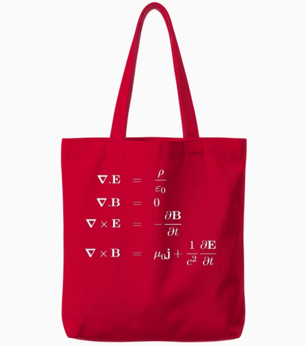 Maxwell Equations of Electromagnetism Physics Tote Bags in Red