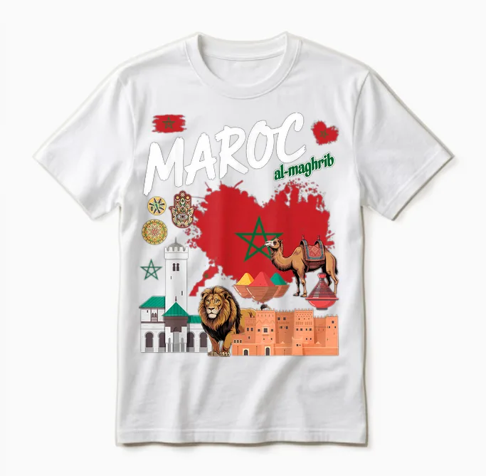 Marokkanische Flagge, Outfit, Idee Für Kinder, Marokkanische Kultur Unisex T-Shirt in White