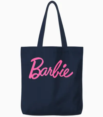 Barbie Classic Logo Pink T-Shirt, Black Tote Bags - Navy