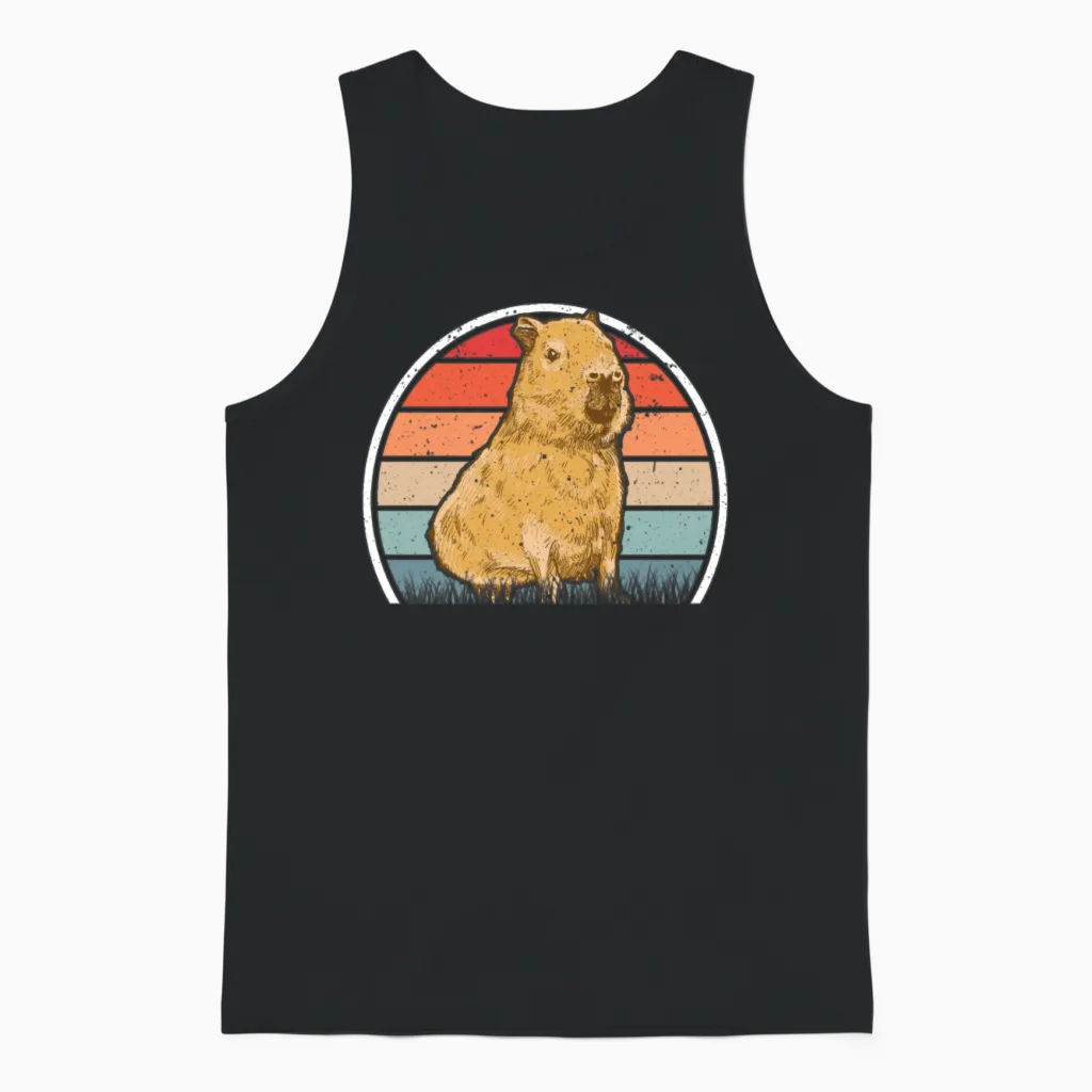 Capybara Retro Vintage Unisex Tank Top - Black
