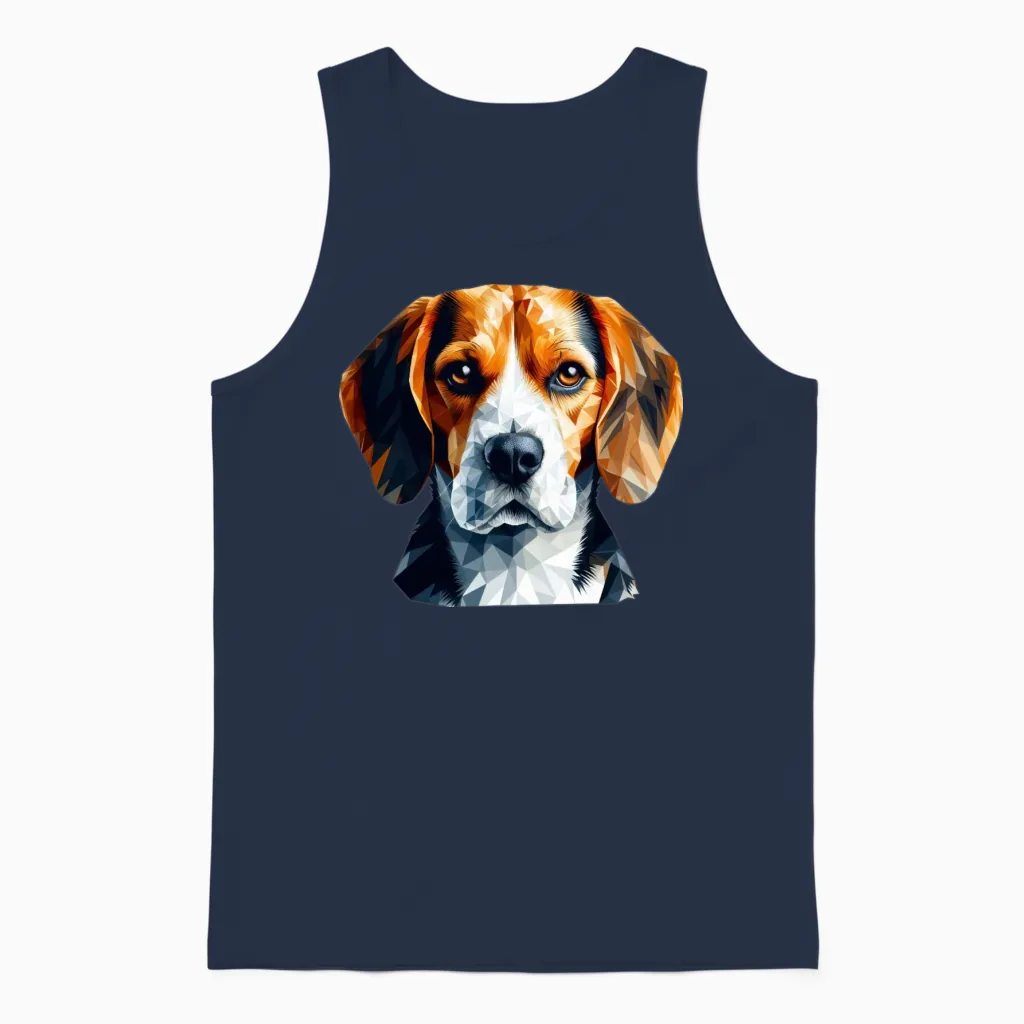 Geometric Beagle Polygon Art Design Unisex Tank Top in Navy
