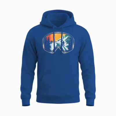 Ski Goggles Retro Skiing Winter Fun for Skiers Apres Ski T-Shirt, Black Unisex Hoodie - Royal