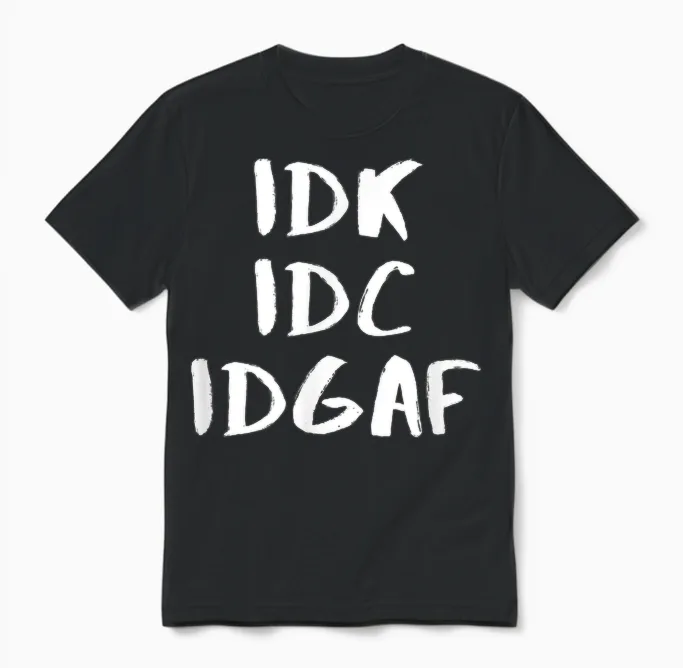"i Don't Know I Don't Care I Don't Give a "f" Einzigartiges Design Unisex T-Shirt in Black