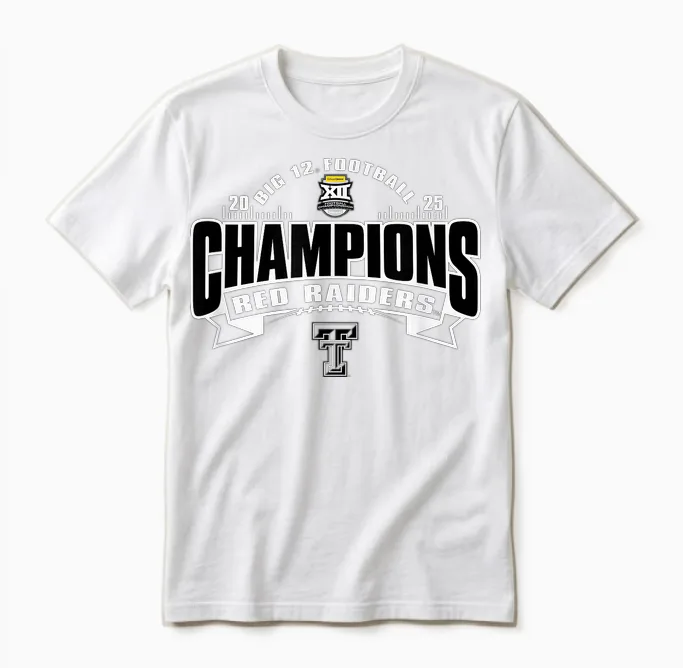 Texas Tech Red Raiders Big 12 Champs 2025 Football Unisex T-Shirt in White