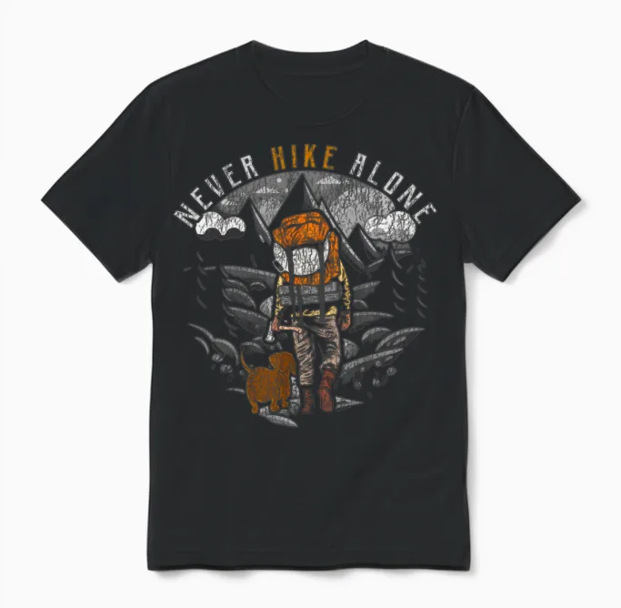 Hiking - Never Hike Alone & Outdoors Unisex T-Shirt in Black