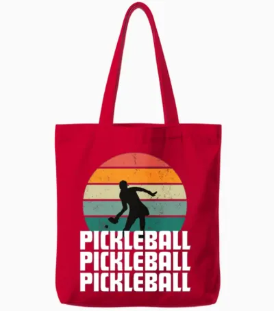 Pickleball Sunset Retro Womens Tote Bags - Red