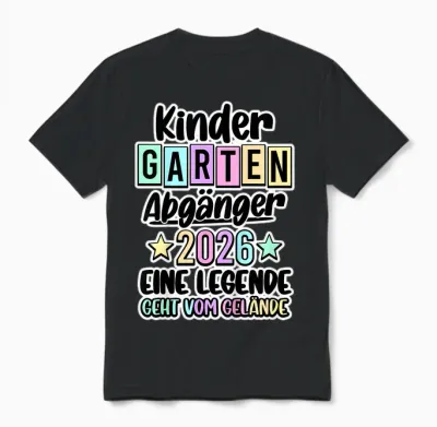 Kinder Kita Abgänger 2026 Kindergarten Geschafft Unisex T-Shirt - Black
