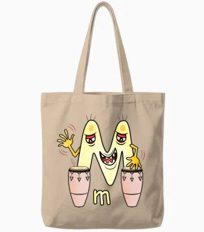 Funny Alphabet Lore Letter M Tote Bags - Natural