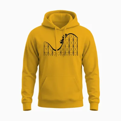 Roller Coaster Cars on the Tracks at a Adventure Unisex Hoodie - Gold