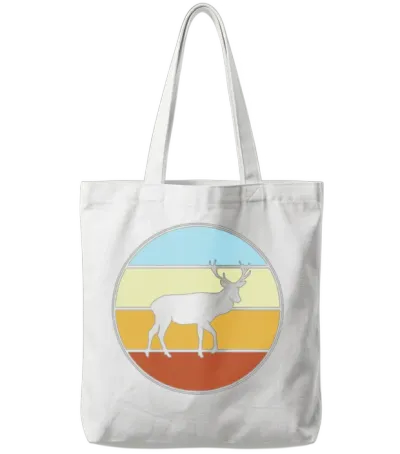 Deer Retro Tote Bags - White