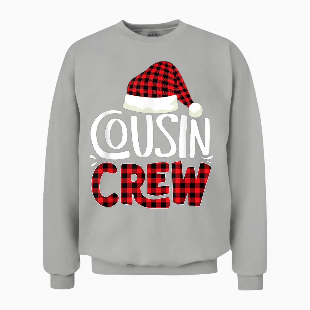 Cousin Crew Family Group Matching Christmas Pajama Party Unisex Sweatshirt in Ash