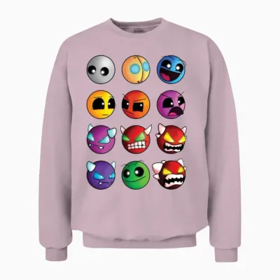 Geometry Dash Difficulty Demon Faces Unisex Sweatshirt - Light Pink