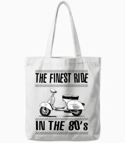 Finest Ride in the 80s Ska Reggae Mod Scooter Bicolore Tote Bags - White