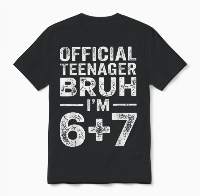 13th Birthday Boys Official Teenager Six Seven Meme Birthday Unisex T-Shirt in Black