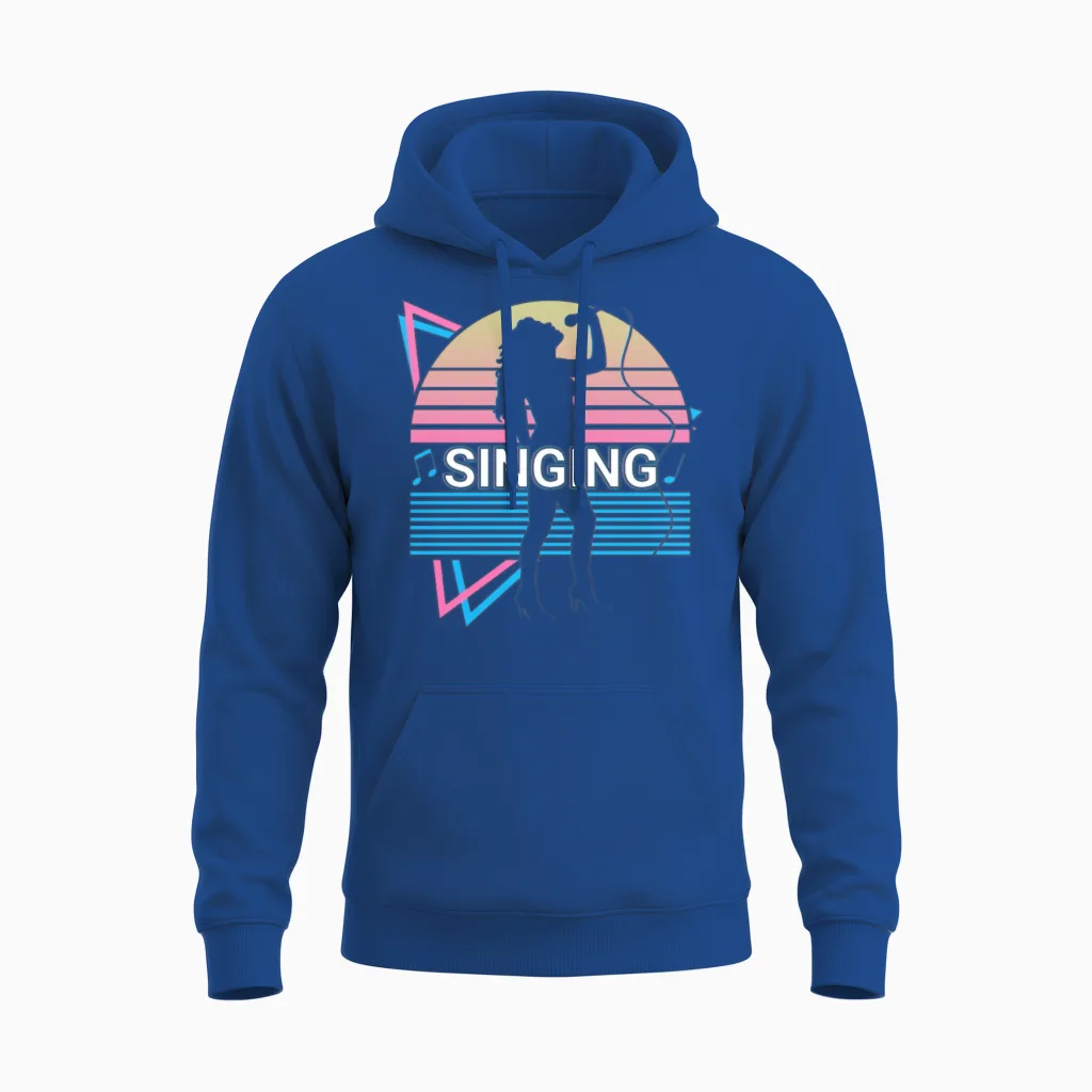 Singing Singer Retro Unisex Hoodie in Royal