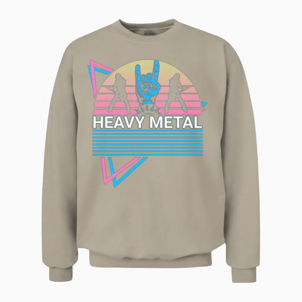 Heavy Metal Retro Unisex Sweatshirt in Sand