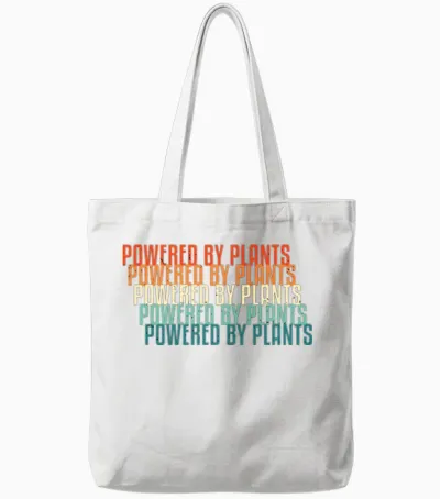 Powered by Plants Vegetarian Retro Tote Bags - White