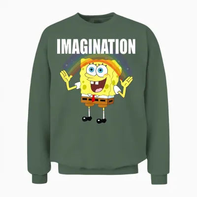 Mademark X Spongebob Squarepants - Spongebob - Rainbow with Imagination Unisex Sweatshirt - Military Green