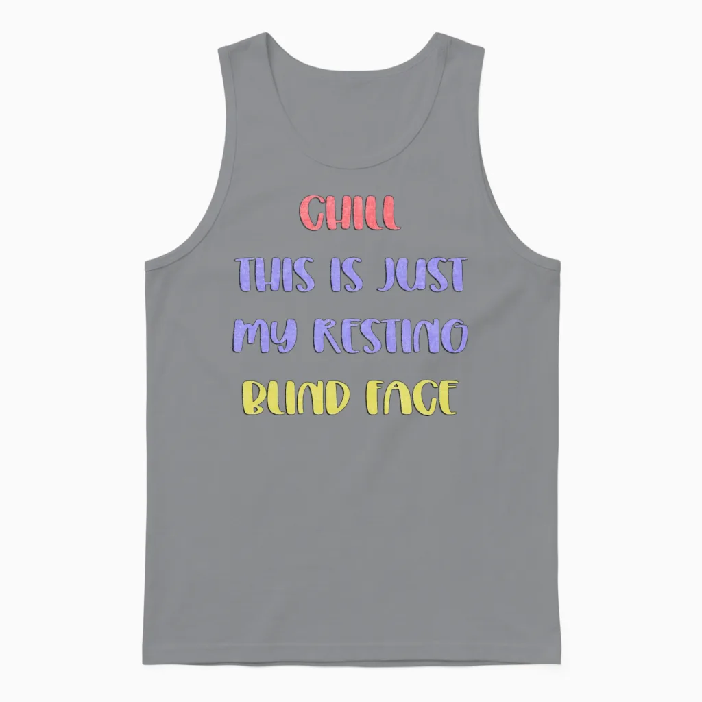 Resting Blind Face Unisex Tank Top in Sport Grey
