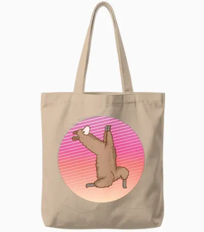 90s Retro Llama Alpaca Tote Bags - Natural