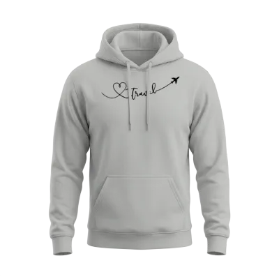 Travel Love with Plane Unisex Hoodie - Ash