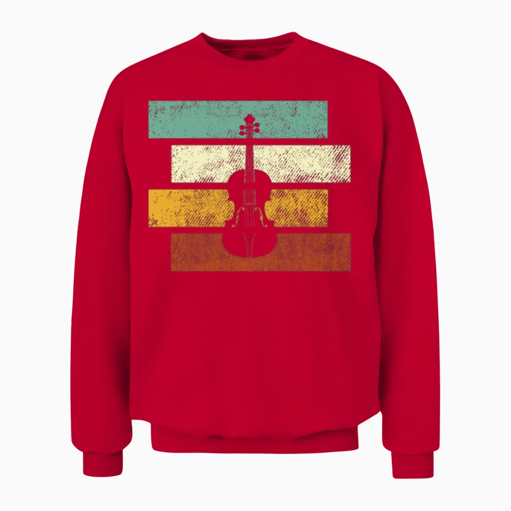 Violin Retro Unisex Sweatshirt - Red