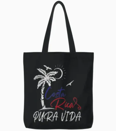 Pura Vida Costa Rica | Costa Rica Traveler Tote Bags - Black