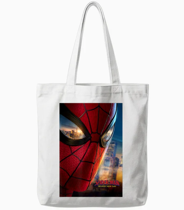 Marvel Studios Spider-Man Bnd Movie 2026 Mask Eyes Tote Bags in White
