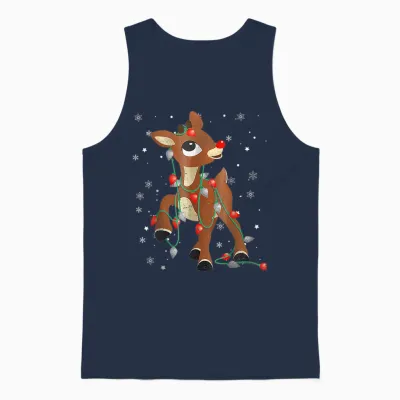 Cute Rudolph the Red Nose Reindeer for Kids Christmas Unisex Tank Top - Navy